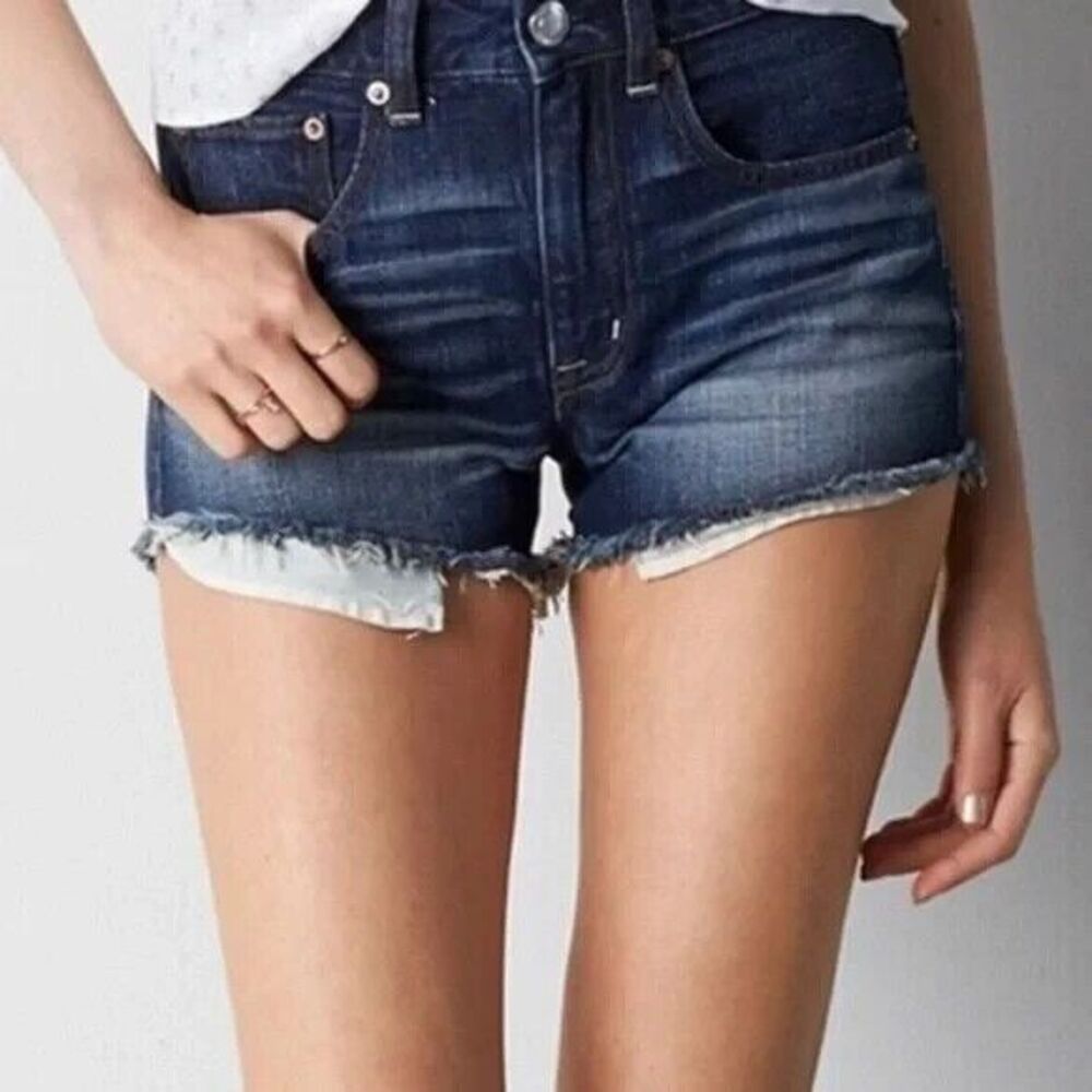 AMERICAN EAGLE Hi-Rise Festival Short Cutoff Denim Jean Shorts Size 2 AEO